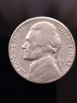 USA 5 centów Jefferson 1947 S