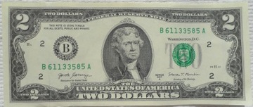 USA Jefferson $2 dollars dolary 2017A B2 New York