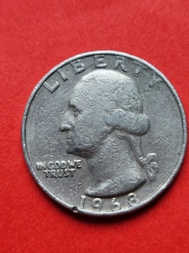 25 CENTÓW USA QUARTER DOLLAR LIBERTY 1968 r.