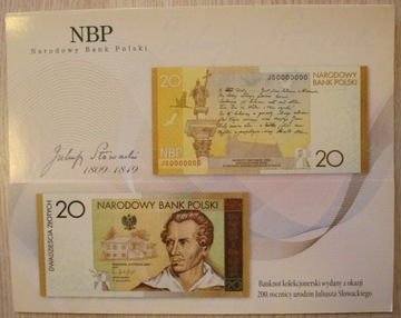 FOLDER - do BANKNOTU  20 zł 2009 Juliusz Słowacki 