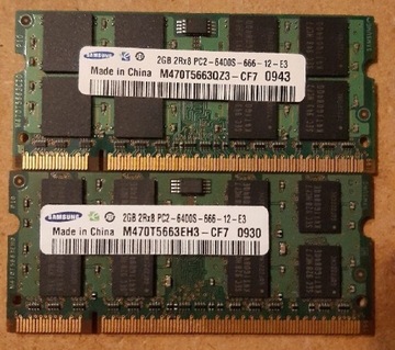 Samsung DDR2 pc2-6400s 4GB (2x2GB) RAM do laptopa