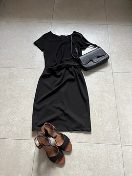 Włoska elegancka sukienka No-nà dopasowana 36/38 mała czarna S/M