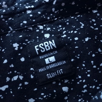 czarna wzorzysta męska koszula FSBN slim fit