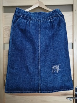 Jeansowa haftowana spódnica L/XL