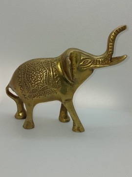 Słoń duży z mosiądzu ozdoba figurka prezent dekor