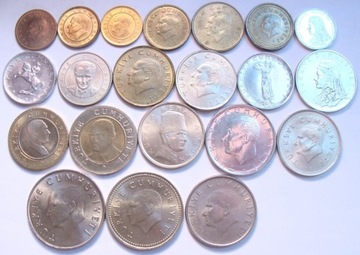 TURCJA zestaw 21 różnych monet w PIĘKNYM stanie!