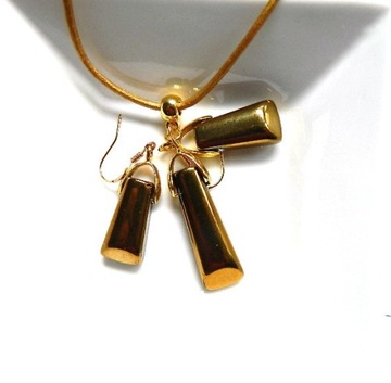 Złoty platerowany kwarc, zestaw biżuterii art deco