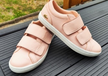 Lacoste różowe morelowe trampki sneakersy rzep 37