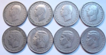 Grecja komplet 2 drachmy 1954-1973 r. 8 monet