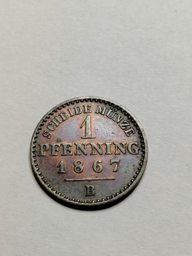 Niemcy 1 Pfennig 1867 r B piękny stan 