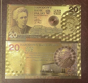 Banknoty Pozłacane 24k GOLD M.Curie