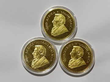 3 monety kolekcjonerskie Krugerrand repliki 