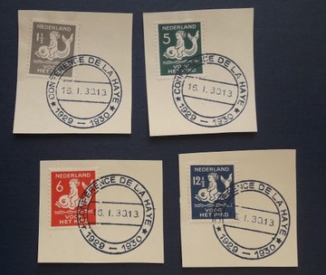 Znaczki Holandia 1930 wycinki stempel okolicznoś.