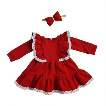 Sukienka Bobolubi handmade 92 czerwona + opaska