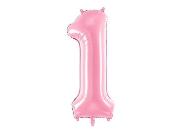 Balon foliowy cyfra "1" różowy, pastelowy 86 cm