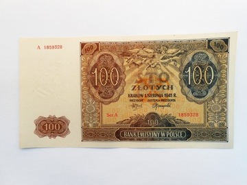 Polska 100 złotych , 1941 , z paczki , oryginał!