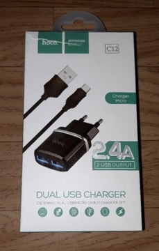 NOWA Ładowarka USB 2x 2,4A z podświetleniem