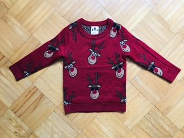 Sweter świąteczny z dzianiny w renifery, r.92/98