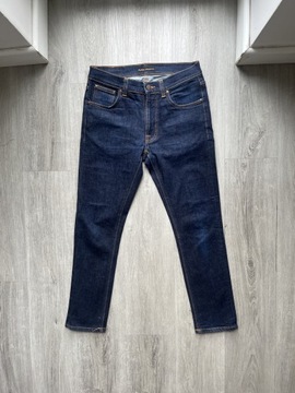 Nudie jeans granatowe dzinsy lean dean dry 16 dips