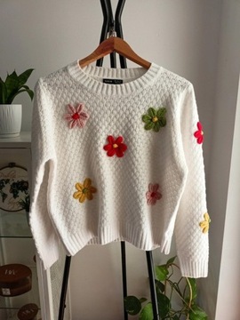 Wiosenny sweter w kwiatki 3D 36 S