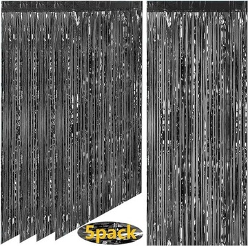Kurtyna dekoracyjna czarna 5x 100x200cm dekoracja