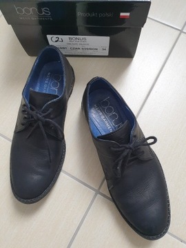 Buty półbuty czarny mat skóra komunia r. 34