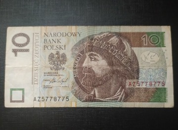 Banknot 10 złotych AZ5778775 unikalny numer serii