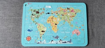 Puzzle drewniane Mapa świata 54 elementy