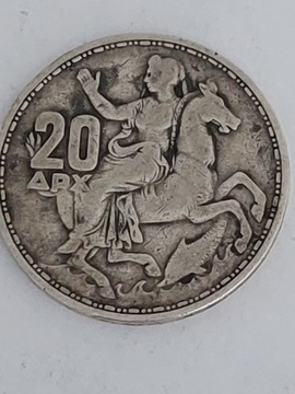 Moneta 20 drachm Grecja srebro