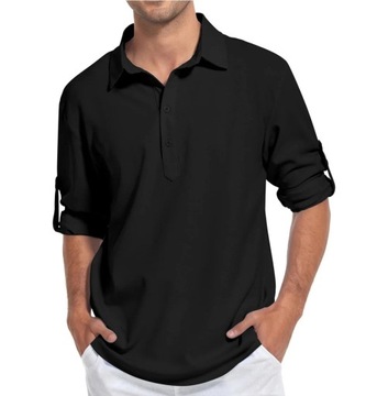 Koszula męska SwissWell Henley 3XL kolor czarny.