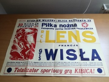 Plakat Lens - Wisła, 1979 rok. Benefis Maculewicza