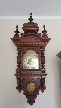 Stary zegar wiszący GUSTAV BECKER bogato zdobiony