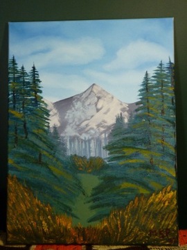 Obraz olejny - pejzaż z górami (45x60cm)