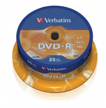 Płyty Verbatim DVD-R AZO+ 4.7GB 16x 25szt.