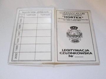 LKS HORTEX LEGITYMACJA KLUB SPORTOWY