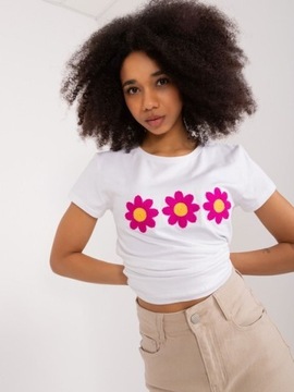 T-shirt damski Basic flowers White nowość 