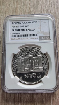 20zł.1998r.Zamek w Kórniku.NGC PF69