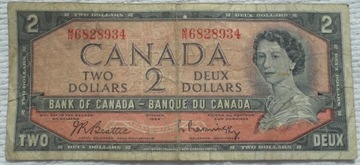 Kanada $ 2 dollars 1954 Quebec Beattie Rasminski