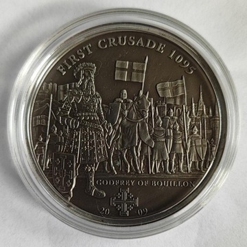 Cook Islands First Crusade $5 2009 Antique Silver