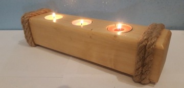 Drewniany świecznik hand made podgrzewacz tealight