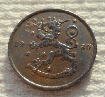 Finlandia Suomi 10 penni pennia 1930 Miedź KM# 24