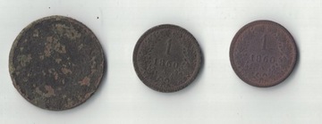 Austria 1 i 4 krajcary, 1860, 3 szt.