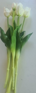 Tulipany silikonowe bukiet 7szt biały