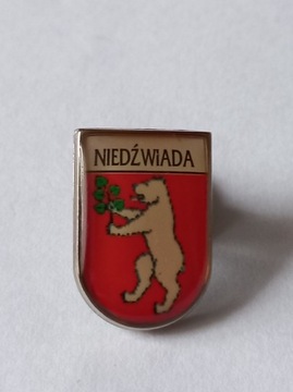 Herb gmina Niedźwiada przypinka pin odznaka wpinka