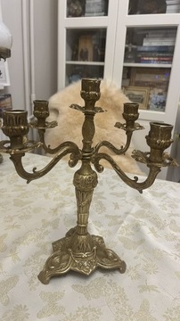 Stary Mosiężny świecznik kandelabr z Francji