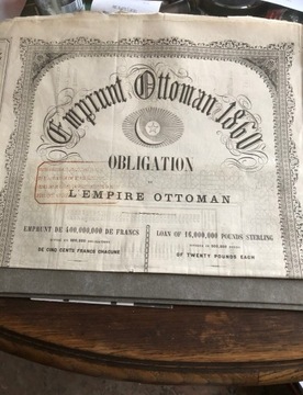 Obligacja Ottoman empire 1860 RR
