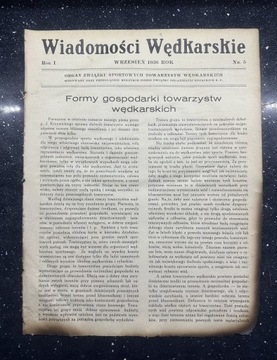 Wiadomości Wędkarskie Wrzesień 1936 r - nr 5