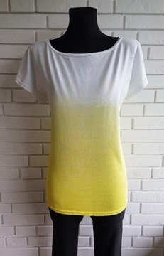 Damska bluzka biało-żółta krótki rękawów bawełna Blue Motion 40/42 L/XL
