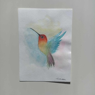 Akwarela ptak ręcznie malowane. Oryginalne