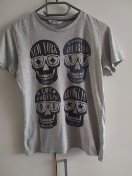 H&M koszulka t-shirt czaszki NEW YORK 146-152
